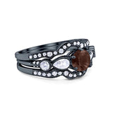 Three Piece Round Natural Stone Cocktail Ring
