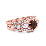 Three Piece Round Natural Stone Cocktail Ring