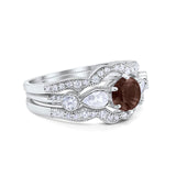 Three Piece Round Natural Stone Cocktail Ring