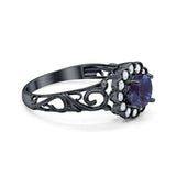 Vintage Style Round Natural Stone Flower Ring