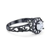 Vintage Style Round Natural Stone Flower Ring