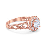 Vintage Style Round Natural Stone Flower Ring