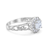 Vintage Style Round Natural Stone Flower Ring