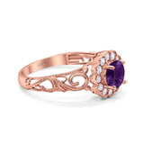 Vintage Style Round Natural Stone Flower Ring