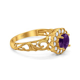 Vintage Style Round Natural Stone Flower Ring