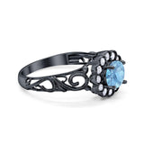 Vintage Style Round Natural Stone Flower Ring