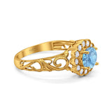 Vintage Style Round Natural Stone Flower Ring