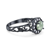 Vintage Style Round Natural Stone Flower Ring