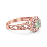 Vintage Style Round Natural Stone Flower Ring