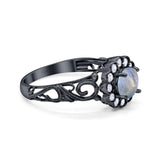 Vintage Style Round Natural Stone Flower Ring