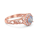 Vintage Style Round Natural Stone Flower Ring