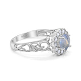 Vintage Style Round Natural Stone Flower Ring