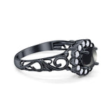 Vintage Style Round Natural Stone Flower Ring