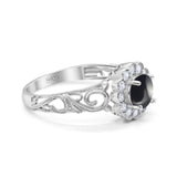 Vintage Style Round Natural Stone Flower Ring