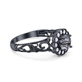 Vintage Style Round Natural Stone Flower Ring