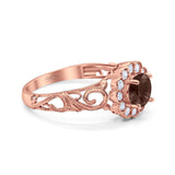 Vintage Style Round Natural Stone Flower Ring