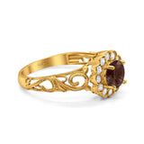 Vintage Style Round Natural Stone Flower Ring