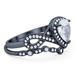 Two Piece Pear Natural Stone Bridal Ring