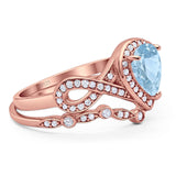 Two Piece Pear Natural Stone Bridal Ring