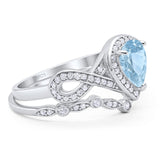 Two Piece Pear Natural Stone Bridal Ring