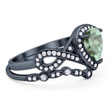 Two Piece Pear Natural Stone Bridal Ring