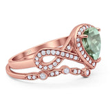 Two Piece Pear Natural Stone Bridal Ring