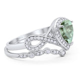 Two Piece Pear Natural Stone Bridal Ring