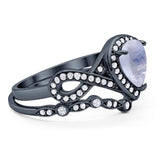 Two Piece Pear Natural Stone Bridal Ring