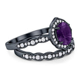 Two Piece Oval Natural Stone Vintage Style Ring