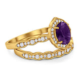 Two Piece Oval Natural Stone Vintage Style Ring