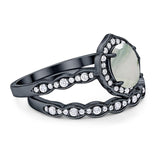 Two Piece Oval Natural Stone Vintage Style Ring