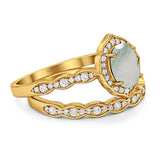 Two Piece Oval Natural Stone Vintage Style Ring