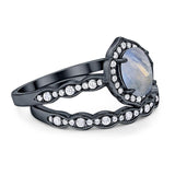 Two Piece Oval Natural Stone Vintage Style Ring