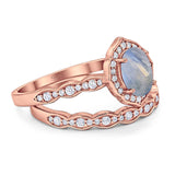 Two Piece Oval Natural Stone Vintage Style Ring