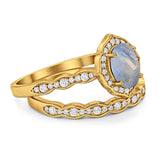 Two Piece Oval Natural Stone Vintage Style Ring