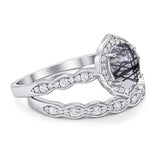 Two Piece Oval Natural Stone Vintage Style Ring