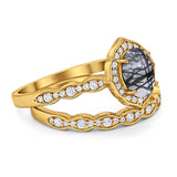 Two Piece Oval Natural Stone Vintage Style Ring