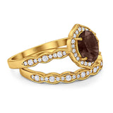 Two Piece Oval Natural Stone Vintage Style Ring