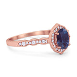 Vintage Style Oval Natural Stone Floral Ring