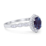 Vintage Style Oval Natural Stone Floral Ring