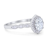 Vintage Style Oval Natural Stone Floral Ring