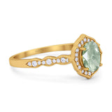 Vintage Style Oval Natural Stone Floral Ring