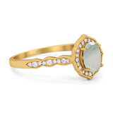 Vintage Style Oval Natural Stone Floral Ring