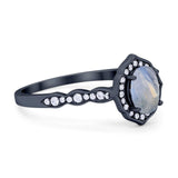 Vintage Style Oval Natural Stone Floral Ring