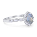 Vintage Style Oval Natural Stone Floral Ring