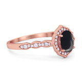 Vintage Style Oval Natural Stone Floral Ring