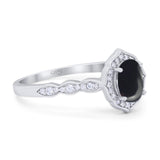 Vintage Style Oval Natural Stone Floral Ring