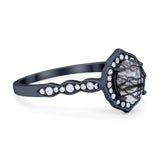 Vintage Style Oval Natural Stone Floral Ring