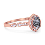 Vintage Style Oval Natural Stone Floral Ring