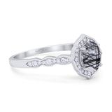 Vintage Style Oval Natural Stone Floral Ring